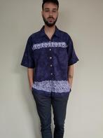 Vintage 90's hawaii shirt / overhemd / print / blauw / L-XL, Kleding | Heren, Overhemden, Blauw, Vintage, Ophalen of Verzenden