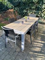 Aluminium tuinset BOIS LE DUC - 200x90cm, Tuin en Terras, Ophalen, Gebruikt, Eettafel, 6 zitplaatsen