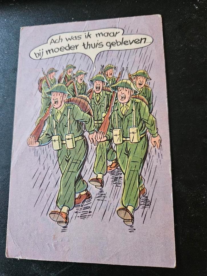 militaire prentkaart - Ach was ik maar thuis!, Verzamelen, Ansichtkaarten | Themakaarten, Gelopen, 1940 tot 1960, Ophalen of Verzenden