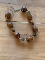 Wings ketting met bruin keramieken kralen, Sieraden, Tassen en Uiterlijk, Kettingen, Ophalen of Verzenden, Gebruikt, Bruin, Overige materialen