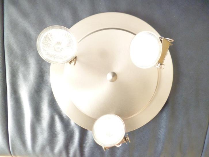Metalen plafondlamp met 3 spotjes, Huis en Inrichting, Lampen | Plafondlampen, Zo goed als nieuw, Metaal, Ophalen of Verzenden