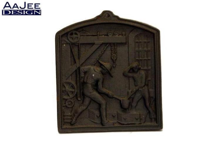 Smeedijzeren plaquette - Metaalgieterij - Gietijzer - 1974, Antiek en Kunst, Curiosa en Brocante, Ophalen of Verzenden