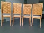 4 stoelen eetkamer Galligaris strak eenvoud hout combi stof, Ophalen of Verzenden