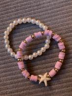 Summer armbandjes, Sieraden, Tassen en Uiterlijk, Armbanden, Ophalen of Verzenden, Roze, Elastiek, Met bedels of kralen