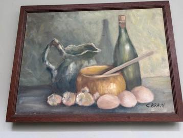 Stilleven gesigneerd C. Braun in houten lijst beschikbaar voor biedingen