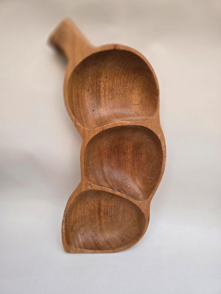 Vintage houten serveerschaal, Huis en Inrichting, Woonaccessoires | Dienbladen, Gebruikt, Hout, Overige vormen, Ophalen of Verzenden