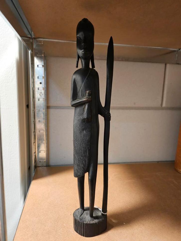 Antiek Afrikaans Ebbenhouten Beeld - Krijger, Antiek en Kunst, Kunst | Niet-Westerse kunst, Ophalen of Verzenden