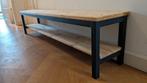 Stalen bank, zwart staal met grenen, Huis en Inrichting, Tafels | Sidetables, Ophalen, Gebruikt, 150 tot 200 cm, 25 tot 50 cm