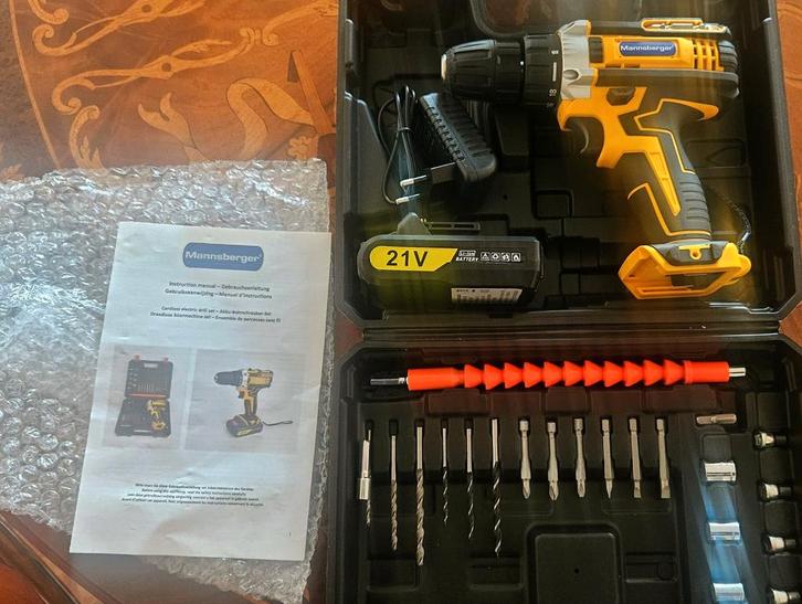 Mannesberger Boor- en Schroefmachine 21V, Doe-het-zelf en Verbouw, Gereedschap | Boormachines, Zo goed als nieuw, Boor- en Schroefmachine