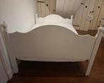 Vintage bed 140 cm bij 200 cm wit hout twijfelaar 2 persoons, Ophalen, Gebruikt, Wit, 140 cm