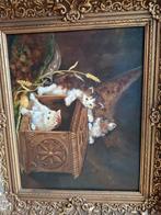 Schilderij: Kittens in een doos, Ophalen of Verzenden