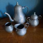 Tinnen Koffie- en Theeservies - 5 Delig, Antiek en Kunst, Antiek | Tin, Ophalen of Verzenden