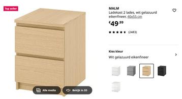 Ikea malm nachtkastje eikenfineer - afbeelding 3