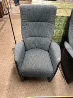 Blauw stoffen/leren relax fauteuil, Ophalen, ., 75 tot 100 cm, Zo goed als nieuw