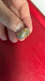 925 sterling zilver ring met strass goudkleurig 17 mm TGGC, Sieraden, Tassen en Uiterlijk, Ringen, Gebruikt, Ophalen of Verzenden