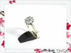 16329 Elegante 14K Gouden Diamanten Entourage Ring, Ophalen of Verzenden, Zo goed als nieuw, 17 tot 18, Met edelsteen