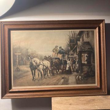 Vintage Ingelijste Print - Klassiek Tafereel 60x43cm beschikbaar voor biedingen