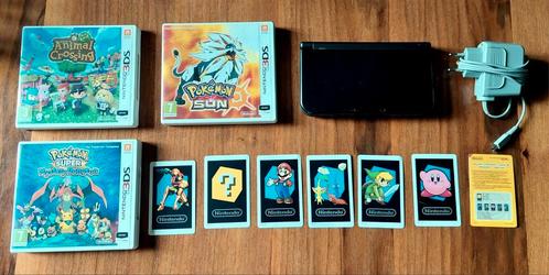 Zwarte Nintendo 3DS XL met AR kaarten en drie spellen, Spelcomputers en Games, Spelcomputers | Nintendo 2DS en 3DS, Zo goed als nieuw