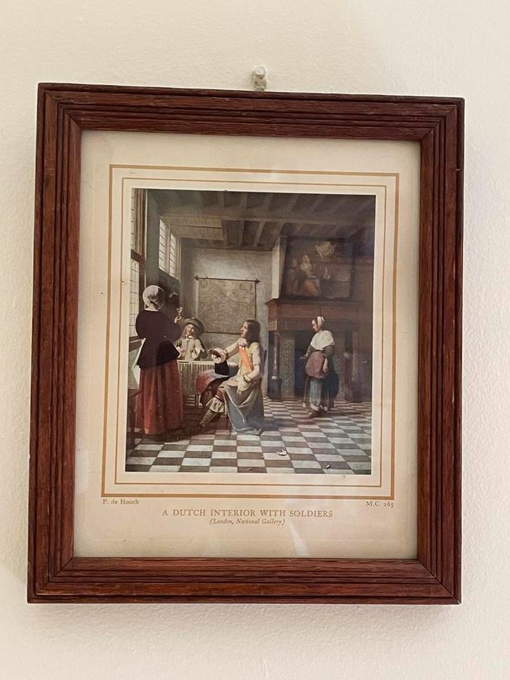 Lijstje met prent Pieter de Hooch, Antiek en Kunst, Kunst | Schilderijen | Klassiek, Ophalen of Verzenden