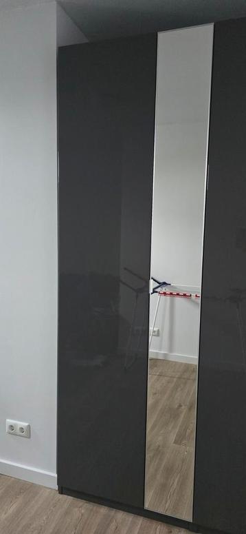 Pax kledingkast grijs met spiegel, 75cm breed 