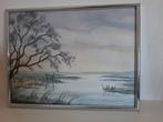Ingelijste aquarel landschap Bij de Murkbrug, Ophalen of Verzenden