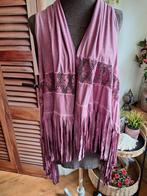 Suedine vest ibiza boho style met franjes s m l, Ophalen of Verzenden, Zo goed als nieuw, Maat 38/40 (M), Bruin