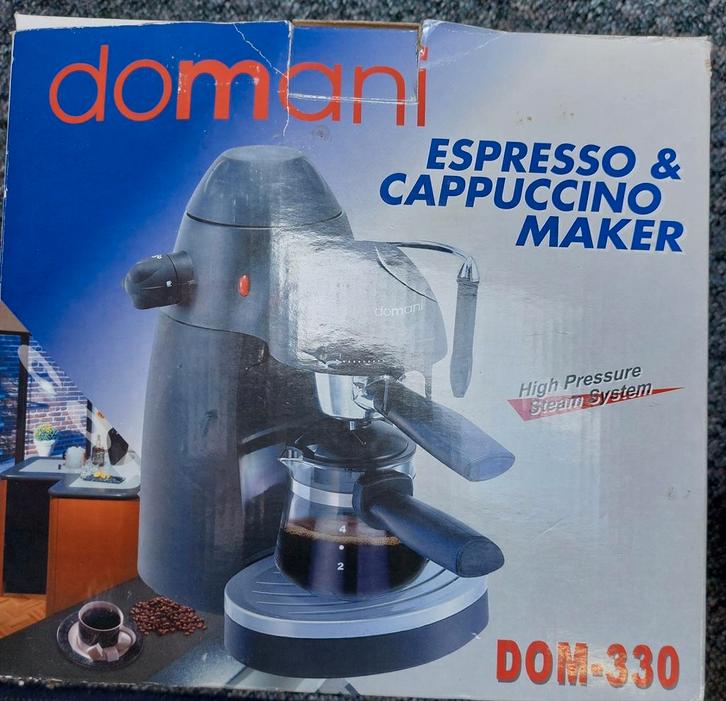 Domani Espresso & Cappuccino Maker DOM-330, Witgoed en Apparatuur, Koffiezetapparaten, Nieuw, Gemalen koffie, Espresso apparaat