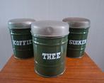 Vintage jaren 50 60 donkergroen emaille koffie thee suiker, Ophalen of Verzenden