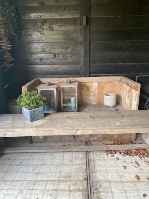 tuinbankje en zitbank van steigerhout, Tuin en Terras, Tuinbanken, Gebruikt, Hout, Ophalen