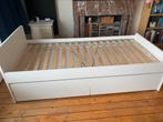 Bed Slakt Ikea met onderschuifbed en lades, lattenbodem, Ophalen, 90 cm, Eenpersoons, Wit