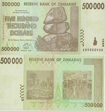 ZIMBABWE 2008 500.000 dollars #76 UNC, Postzegels en Munten, Bankbiljetten | Afrika, Los biljet, Zimbabwe, Verzenden