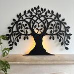 Metalen wanddecoratie levensboom takken bladeren LED, Ophalen of Verzenden, Nieuw