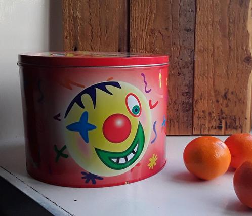 Grappig groot blik met clown erop (zinos), Verzamelen, Blikken, Gebruikt, Overige, Overige merken, Ophalen of Verzenden