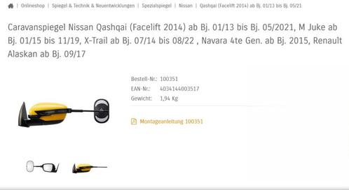 EMUK Caravanspiegel Nissan Qashqai Bj. 01/13 tot Bj. 05/2021, Auto-onderdelen, Spiegels, Nissan, Renault, Gebruikt, Ophalen