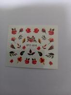 Velletje nagel water decals stickers STZ-610 bloemetjes rood, Verzenden, Nieuw, Handen en Nagels, Toebehoren