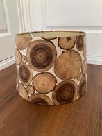 Lampenkap groot rond bruin houtprint staand en hangend, Huis en Inrichting, Lampen | Lampenkappen, Ophalen, 25 tot 50 cm, Rond