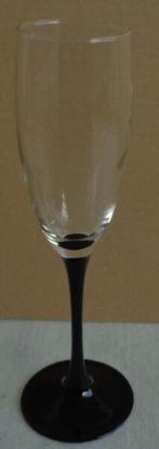 LUMINARC DOMINO ZWART 2x flute champagne glas H22xO5cm set B, Glas, Gebruikt, Ophalen of Verzenden