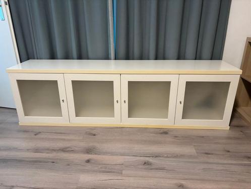 Witte/Creme lage kast met 4 deuren (L196cm x B40cm x H55cm), Huis en Inrichting, Kasten | Dressoirs, Gebruikt, 150 tot 200 cm