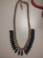 Gouden ketting met groene stenen, Ophalen of Verzenden, Zo goed als nieuw, Goud, Verstelbaar