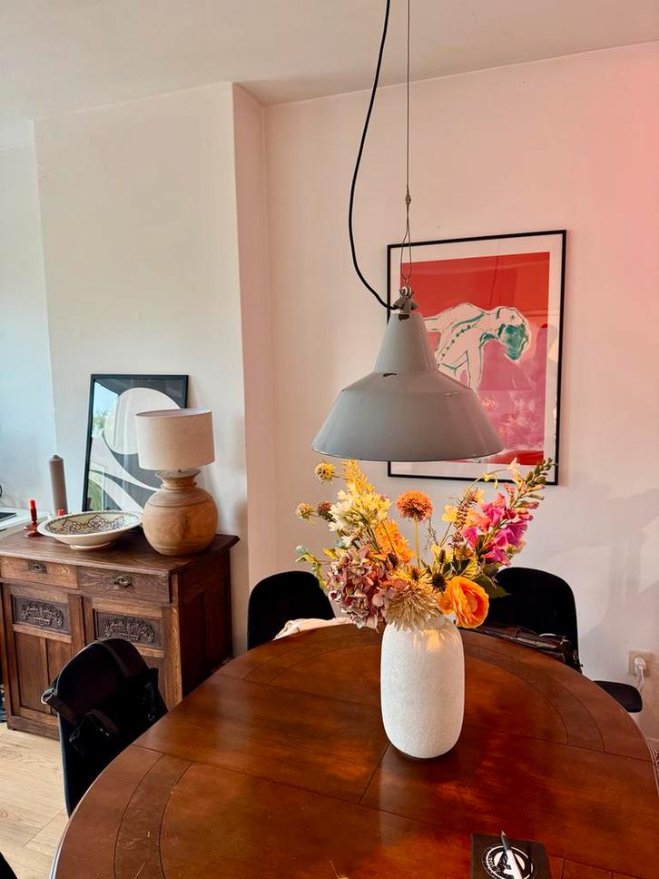 Emaille Fabriekslamp - Neef Louis, Huis en Inrichting, Lampen | Hanglampen, Gebruikt, Minder dan 50 cm, Metaal, Ophalen of Verzenden