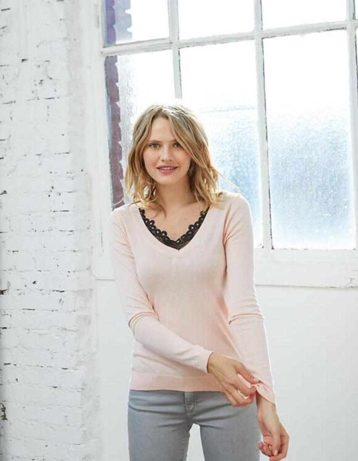 Nieuw IKKS €100 nu 39€ peach pastel dun truitje; mt 40/42, Kleding | Dames, Truien en Vesten, Nieuw, Maat 38/40 (M), Overige kleuren