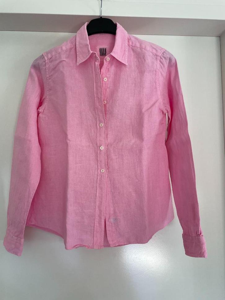 0039ITALY: leuke roze linnen bloes maat S, Kleding | Dames, Blouses en Tunieken, Gedragen, Maat 36 (S), Roze, Verzenden