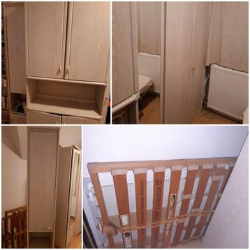 Slaapkamer kledingkast, kast, smalle kast en bed