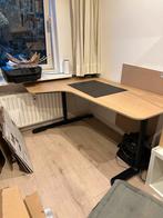 IKEA Bekant Hoekbureau Eiken/Zwart, Ophalen, In hoogte verstelbaar, Gebruikt, Bureau