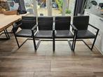 4 industriële leren eetkamerstoelen, Huis en Inrichting, Stoelen, Ophalen, Zo goed als nieuw, Metaal, Vier