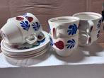 Boerenbont 6 kopjes en 5 schotels,, Huis en Inrichting, Ophalen, Gebruikt, Kop(pen) en/of Schotel(s), Aardewerk