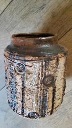 Antieke keramieken vaas ruw bewerkte aardewerken bloempot., Ophalen of Verzenden