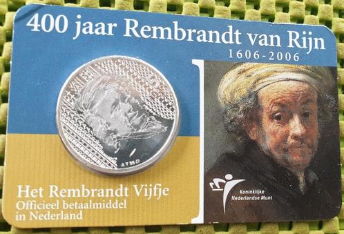 Coincard 5 euro Rembrandt van Rijn 1606-2006, Postzegels en Munten, Munten | Europa | Euromunten, Losse munt, 5 euro, Overige landen