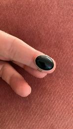 835 zilver gekeurde ring maat 17 mm met zwarte steen, Sieraden, Tassen en Uiterlijk, Ringen, Gebruikt, Ophalen of Verzenden, Dame