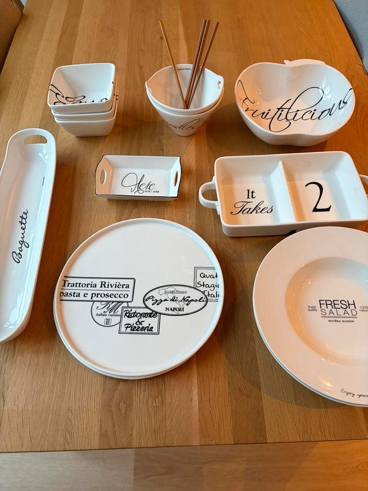 Riviera Maison Servies Collectie, Huis en Inrichting, Keuken | Servies, Zo goed als nieuw, Bord(en), Overige stijlen, Porselein